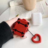 Cute Suitcase with Love Heart Finger Ring Strap Airpods Case Wireless Bluetooth Earphone Cases for Airpods - halloladies