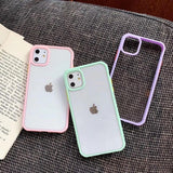 Candy Contrast Color Transparent Soft TPU Phone Case Back Cover for iPhone 11/11 Pro/11 Pro Max/XS Max/XR/XS/X/8 Plus/8/7 Plus/7 - halloladies