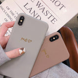 Simple Solid Color Love Heart YOU ME Soft TPU Phone Case Back Cover for iPhone 11/11 Pro/11 Pro Max/XS Max/XR/XS/X/8 Plus/8/7 Plus/7 - halloladies