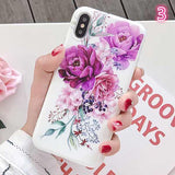 Vintage Colorful Flower Leaf Soft IMD Phone Case Back Cover - iPhone XS Max/XR/XS/X/8 Plus/8/7 Plus/7/6s Plus/6s/6 Plus/6 - halloladies