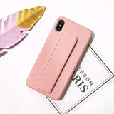 Magnetic bracket Wrist Strap Soft Silicone Candy Color Phone Case Back Cover - iPhone 11 Pro Max/11 Pro/11/XS Max/XR/XS/X/8 Plus/8 - halloladies