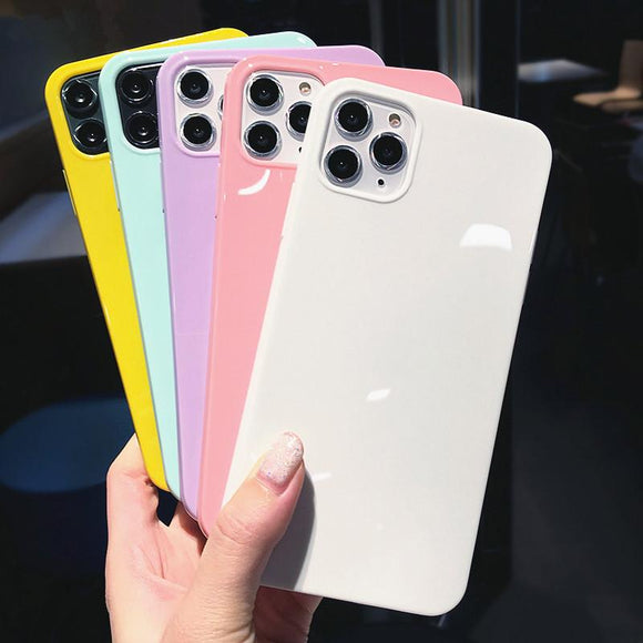 Cute Candy Color Soft Simple Phone Case Back Cover - iPhone 12 Pro Max/12 Pro/12/12 Mini/SE/11 Pro Max/11 Pro/11/XS Max/XR/XS/X/8 Plus/8 - halloladies