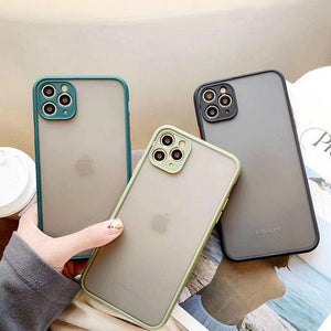 Contrast Color Edge Transparent Matte Soft Phone Case Back Cover for iPhone 12 Pro Max/12 Pro/12/12 Mini/SE/11 Pro Max/11 Pro/11/XS Max/XR/XS/X/8 Plus/8 - halloladies