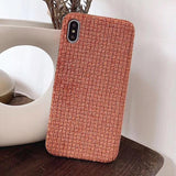 Simple Warm Plaid Cloth Fabric Phone Case Back Cover - iPhone 11 Pro Max/11 Pro/11/XS Max/XR/XS/X/8 Plus/8/7 Plus/7 - halloladies