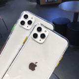 Transparent Candy Color Button Soft Phone Case Back Cover - iPhone 11/11 Pro/11 Pro Max/XS Max/XR/XS/X/8 Plus/8/7 Plus/7 - halloladies