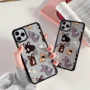 Cute Bulldog Pattern Phone Case Back Cover - iPhone 12 Pro Max/12 Pro/12/12 Mini/SE/11 Pro Max/11 Pro/11/XS Max/XR/XS/X/8 Plus/8 - halloladies