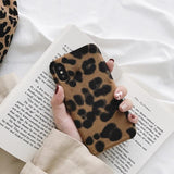 Retrro Furry Leopard Phone Case Back Cover for iPhone 11 Pro Max/11 Pro/11/XS Max/XR/XS/X/8 Plus/8/7 Plus/7 - halloladies