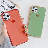 Simple Plating Love Heart Soft Clear Phone Case Back Cover for iPhone 11 Pro Max/11 Pro/11/XS Max/XR/XS/X/8 Plus/8/7 Plus/7 - halloladies