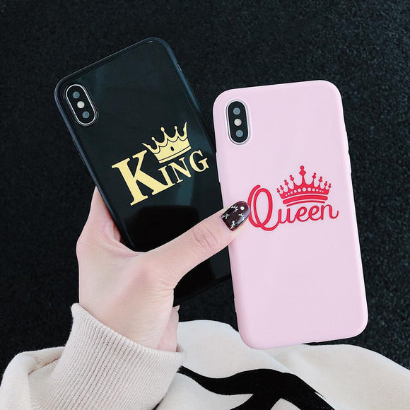 King Queen Crown Phone Case Back Cover - iPhone XS Max/XR/XS/X/8 Plus/8/7 Plus/7/6s Plus/6s/6 Plus/6 - halloladies