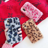 Cute Warm Furry Leopard Phone Case Back Cover for iPhone 11 Pro Max/11 Pro/11/XS Max/XR/XS/X/8 Plus/8/7 Plus/7 - halloladies