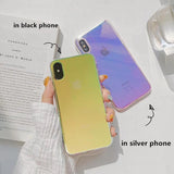Glossy Gradient Colorful Aurora Transparent Mirror Phone Case Back Cover - iPhone XS Max/XR/XS/X/8 Plus/8/7 Plus/7/6s Plus/6s/6 Plus/6 - halloladies