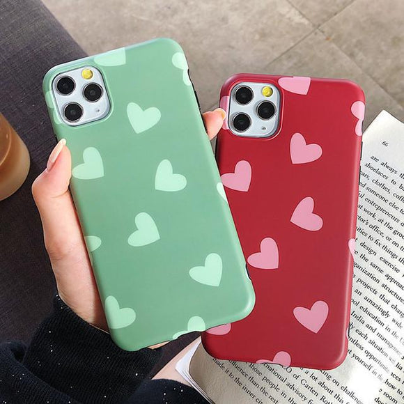 Creative Love Heart Couple Soft Silicone Phone Case Back Cover for iPhone 11 Pro Max/11 Pro/11/XS Max/XR/XS/X/8 Plus/8/7 Plus/7 - halloladies