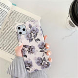 Retro Flower Shockproof Soft TPU iPhone Case Back Cover for iPhone 11 Pro Max/11 Pro/11/XS Max/XR/XS/X/8 Plus/8/7 Plus/7 - halloladies
