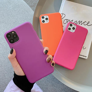 Candy Solid Color Frosted Matte Soft Phone Case Back Cover - iPhone 11/11 Pro/11 Pro Max/XS Max/XR/XS/X/8 Plus/8/7 Plus/7 - halloladies