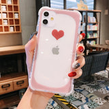 Simple Candy Color Love Heart Transparent Acrylic Phone Case Back Cover for iPhone 12 Pro Max/12 Pro/12/12 Mini/SE/11 Pro Max/11 Pro/11/XS Max/XR/XS/X/8 Plus/8 - halloladies