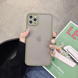 Contrast Color Edge Transparent Matte Soft Phone Case Back Cover for iPhone 12 Pro Max/12 Pro/12/12 Mini/SE/11 Pro Max/11 Pro/11/XS Max/XR/XS/X/8 Plus/8 - halloladies