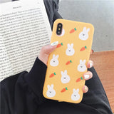 Cute Rabbit And Carrot Pattern TPU Soft Phone Case Back Cover - iPhone 11 Pro Max/11 Pro/11/XS Max/XR/XS/X/8 Plus/8/7 Plus/7/6s Plus/6s/6 Plus/6 - halloladies