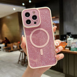 Luxury Magnetic Glitter Plating Cute Bling Phone Case Compatible with MagSafe Supporting Wireless Charging