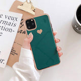 Electroplated Love Heart Phone Case Back Cover for iPhone 11/11 Pro/11 Pro Max/XS Max/XR/XS/X/8 Plus/8/7 Plus/7 - halloladies