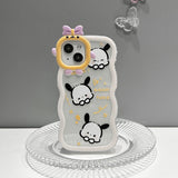 Cute Cartoon Doggy with Curly Wavy Frame Clear Case for iPhone