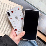 Retro Plated Love Heart Glitter Clear Phone Case Back Cover for iPhone XS Max/XR/XS/X/8 Plus/8/7 Plus/7/6s Plus/6s/6 Plus/6 - halloladies