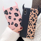 Devil Ear Leopard Pattern Phone Case Back Cover - iPhone XS Max/XR/XS/X/8 Plus/8/7 Plus/7/6s Plus/6s/6 Plus/6 - halloladies