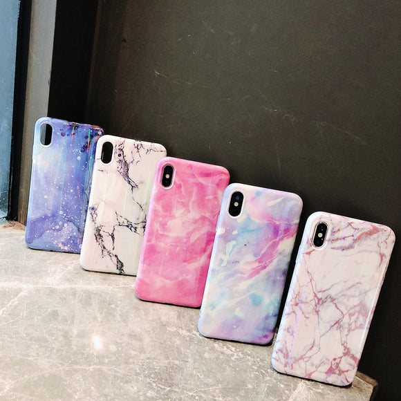 Laser Marble Phone Case Back Cover - iPhone XS Max/XR/XS/X/8 Plus/8/7 Plus/7/6s Plus/6s/6 Plus/6 - halloladies