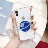Glitter Space Planet Stars Clear Phone Case Back Cover for iPhone 11/11 Pro/11 Pro Max/XS Max/XR/XS/X/8 Plus/8/7 Plus/7 - halloladies