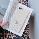 Simple Funny White Cat Graffiti Phone Case Back Cover - iPhone 11/11 Pro/11 Pro Max/XS Max/XR/XS/X/8 Plus/8/7 Plus/7 - halloladies