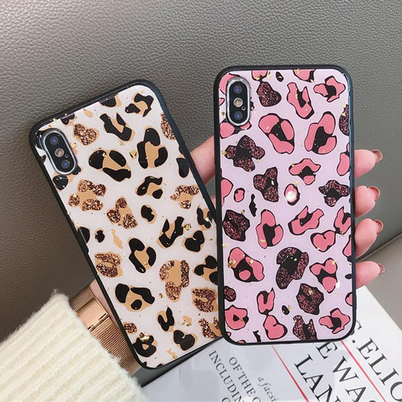 Gold Foil Bling Leopard Spot Phone Case Back Cover - iPhone 11 Pro Max/11 Pro/11/XS Max/XR/XS/X/8 Plus/8/7 Plus/7/6s Plus/6s/6 Plus/6 - halloladies