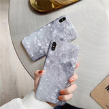 Grey Stone Marble Shell Phone Case Back Cover for iPhone XS Max/XR/XS/X/8 Plus/8/7 Plus/7/6s Plus/6s/6 Plus/6 - halloladies