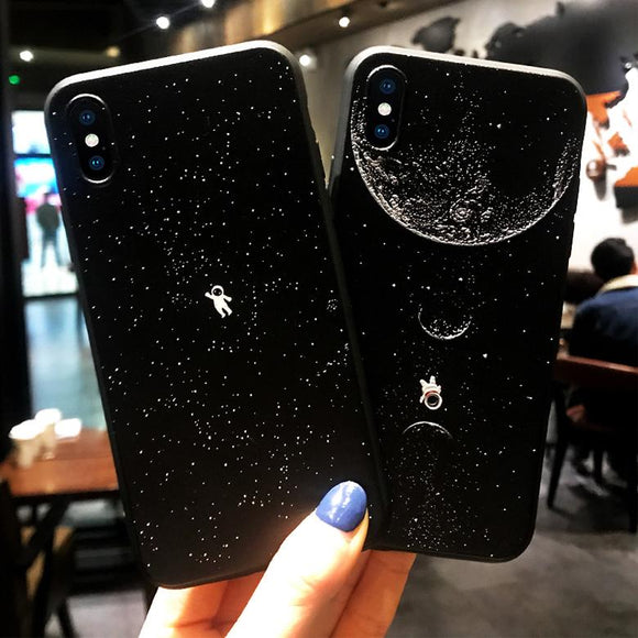 Simple Relief Space Planet Astronaut Soft TPU Phone Case Back Cover for iPhone 12 Pro Max/12 Pro/12/12 Mini/SE/11 Pro Max/11 Pro/11/XS Max/XR/XS/X/8 Plus/8 - halloladies