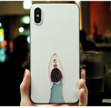 Extra Simple Cartoon Paint Phone Case Soft Back Cover for iPhone 11/11 Pro/11 Pro Max/XS Max/XR/XS/X/8 Plus/8/7 Plus/7 - halloladies