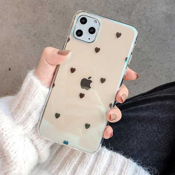 Simple Love Heart Clear Soft TPU Phone Case Back Cover for iPhone 12 Pro Max/12 Pro/12/12 Mini/SE/11 Pro Max/11 Pro/11/XS Max/XR/XS/X/8 Plus/8 - halloladies