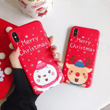 Red Cartoon Snowman Christmas Elk Phone Case Back Cover - iPhone 11/11 Pro/11 Pro Max/XS Max/XR/XS/X/8 Plus/8/7 Plus/7 - halloladies