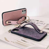 Solid Color Wrist Strap Plush Love Heart Soft Phone Case Back Cover - iPhone 12 Pro Max/12 Pro/12/12 Mini/SE/11 Pro Max/11 Pro/11/XS Max/XR/XS/X/8 Plus/8 - halloladies