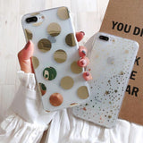 Electroplated Star Wave Point Clear Soft TPU Phone Case Back Cover - iPhone 11/11 Pro/11 Pro Max/XS Max/XR/XS/X/8 Plus/8/7 Plus/7 - halloladies