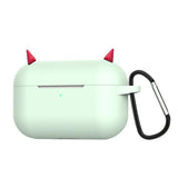 Candy Color Devil Horns Metal Key Chain Wireless Bluetooth Earphone Cases for Airpods Pro - halloladies