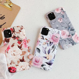Vintage Flower Leaves Phone Case Back Cover for iPhone 11 Pro Max/11 Pro/11/XS Max/XR/XS/X/8 Plus/8/7 Plus/7/6s Plus/6s/6 Plus/6 - halloladies