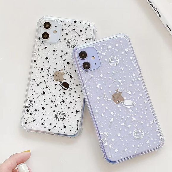 Simple Planet Star Transparent Soft Phone Case Back Cover - iPhone 12 Pro Max/12 Pro/12/12 Mini/SE/11 Pro Max/11 Pro/11/XS Max/XR/XS/X/8 Plus/8 - halloladies