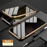 Privacy Magnet Metal Tempered Glass Phone Case Back Cover - iPhone 11 Pro Max/11 Pro/11/XS Max/XR/XS/X/8 Plus/8/7 Plus/7 - halloladies