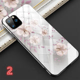 Fashion Flower Tempered Glass Phone Case Back Cover - iPhone 11/11 Pro/11 Pro Max/XS Max/XR/XS/X/8 Plus/8/7 Plus/7 - halloladies