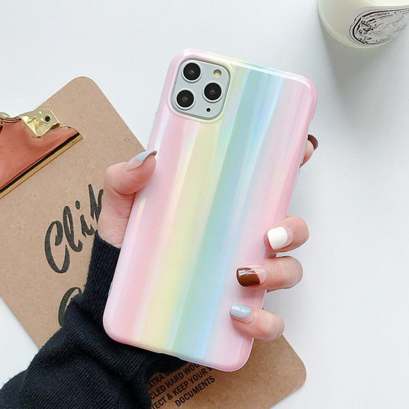 Laser Rainbow Glossy Full Body Soft IMD Phone Case Back Cover - iPhone 11/11 Pro/11 Pro Max/XS Max/XR/XS/X/8 Plus/8/7 Plus/7 - halloladies