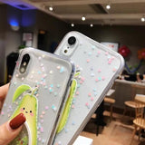 Shining Love Heart Sequins Avocado Clear Phone Case Back Cover for iPhone XS Max/XR/XS/X/8 Plus/8/7 Plus/7/6s Plus/6s/6 Plus/6 - halloladies