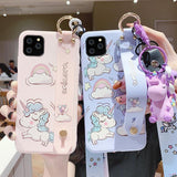 Cartoon Cute Unicorn Rainbow Wrist Strap Lanyard Soft Phone Case Back Cover - iPhone 12 Pro Max/12 Pro/12/12 Mini/SE/11 Pro Max/11 Pro/11/XS Max/XR/XS/X/8 Plus/8 - halloladies