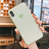 Candy Contrast Color Love Heart Tempered Glass Phone Case Back Cover - iPhone 11/11 Pro/11 Pro Max/XS Max/XR/XS/X/8 Plus/8/7 Plus/7 - halloladies