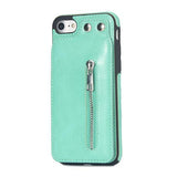 Fashion Zipper Leather Card Holder Wallet Phone Case Back Cover - iPhone XS Max/XR/XS/X/8 Plus/8/7 Plus/7/6s Plus/6s/6 Plus/6 - halloladies