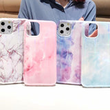 Laser Simple Marble Soft IMD Phone Case Back Cover for iPhone 11 Pro Max/11 Pro/11/XS Max/XR/XS/X/8 Plus/8/7 Plus/7 - halloladies