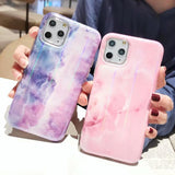 Laser Simple Marble Soft IMD Phone Case Back Cover for iPhone 11 Pro Max/11 Pro/11/XS Max/XR/XS/X/8 Plus/8/7 Plus/7 - halloladies