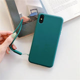 Candy Color Strap TPU Phone Case Back Cover for iPhone 11/11 Pro/11 Pro Max/XS Max/XR/XS/X/8 Plus/8/7 Plus/7 - halloladies